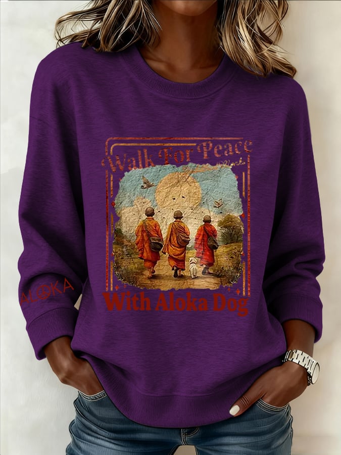 OndineStudios Women's Walk For Peace Art Print Sweatshirt White