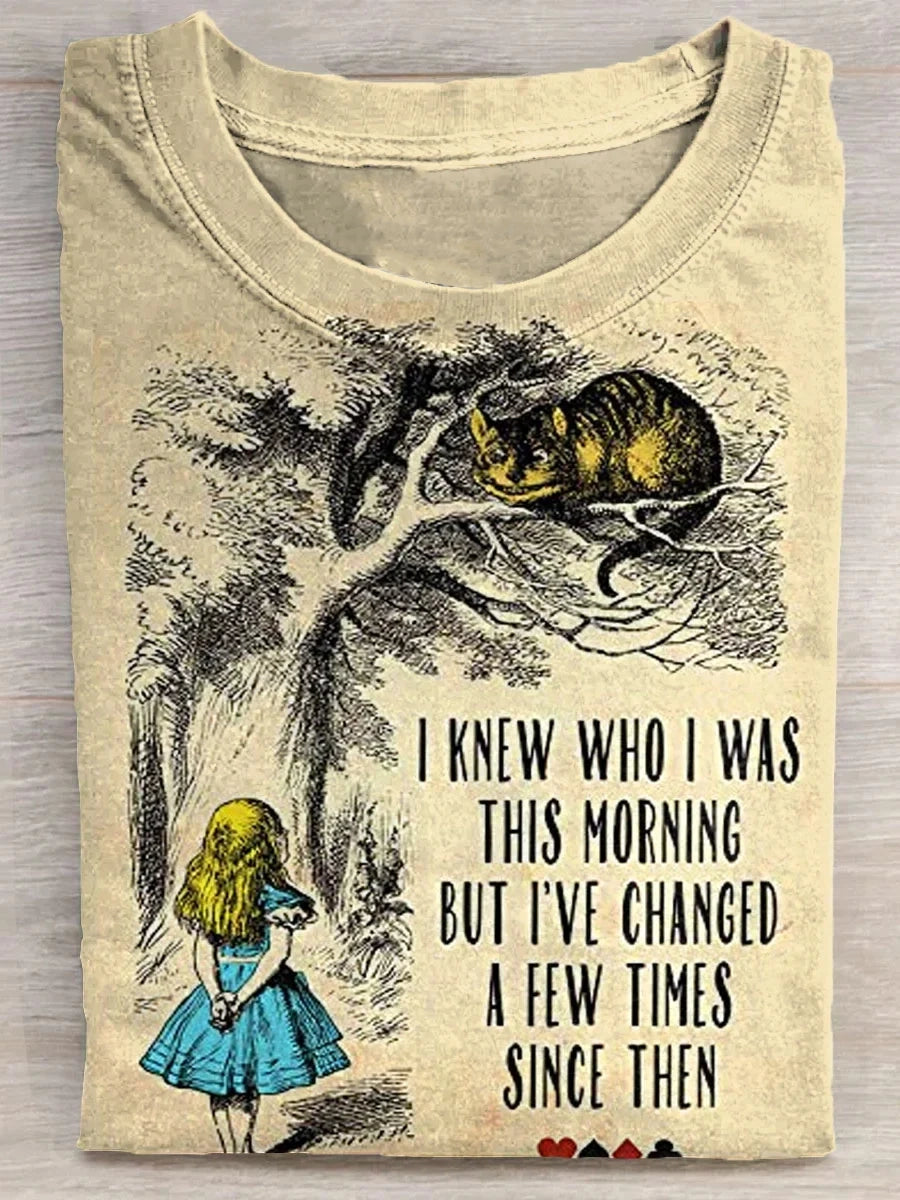 OndineStudios I Knew Who I Was This Morning But I've Changed A Few Times Printed Crew Neck Women's T-shirt