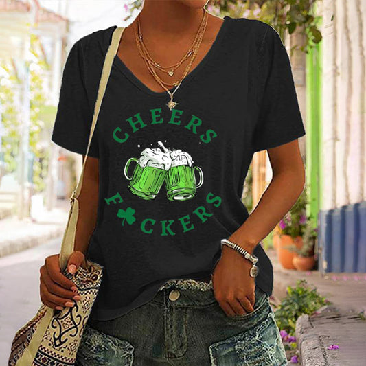 OndineStudios Women's St. Patrick's Day Funny Cheers Fuckers T-Shirt