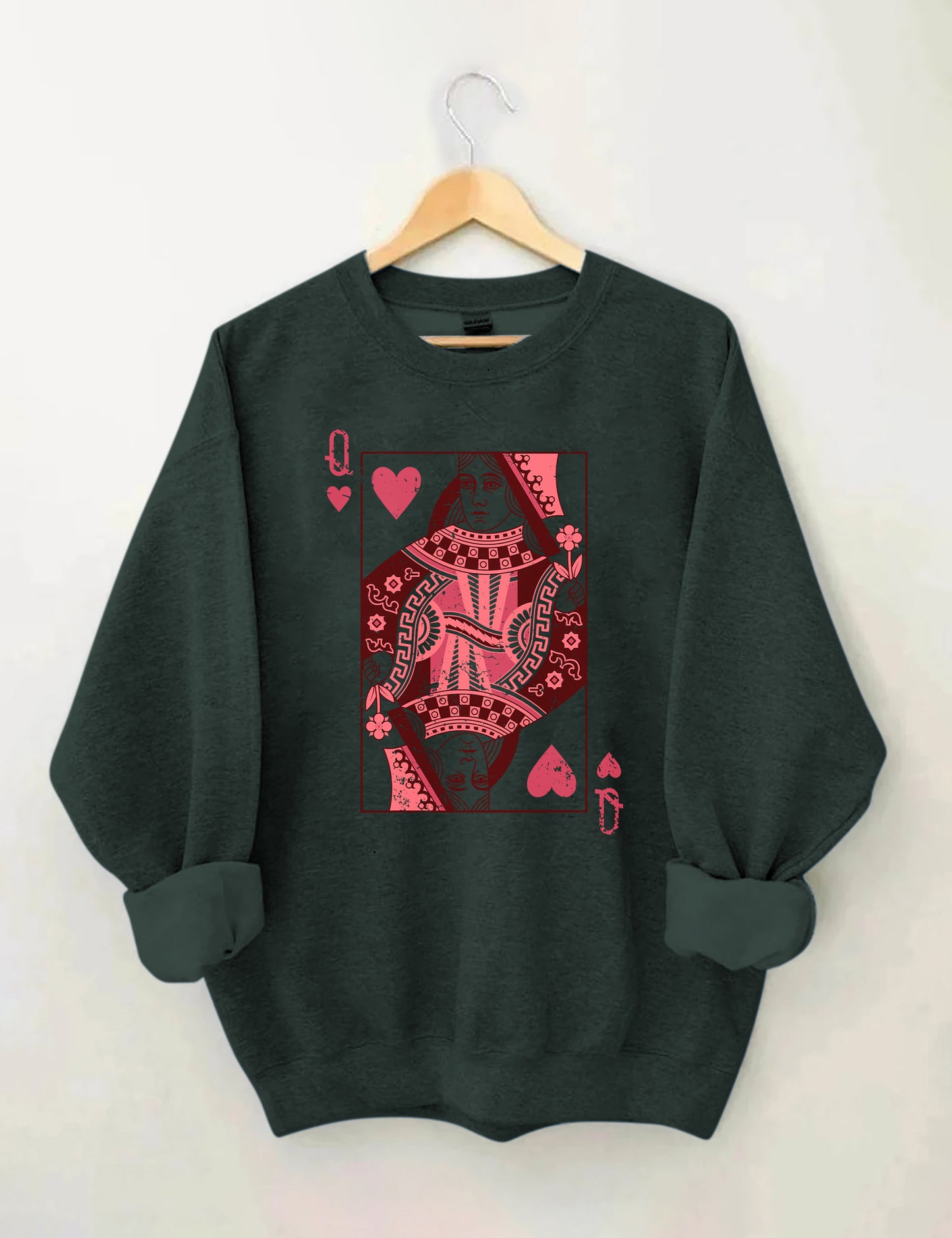 OndineStudios Queen Of Hearts Playing Card Sweatshirt