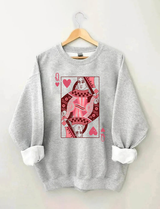 OndineStudios Queen Of Hearts Playing Card Sweatshirt