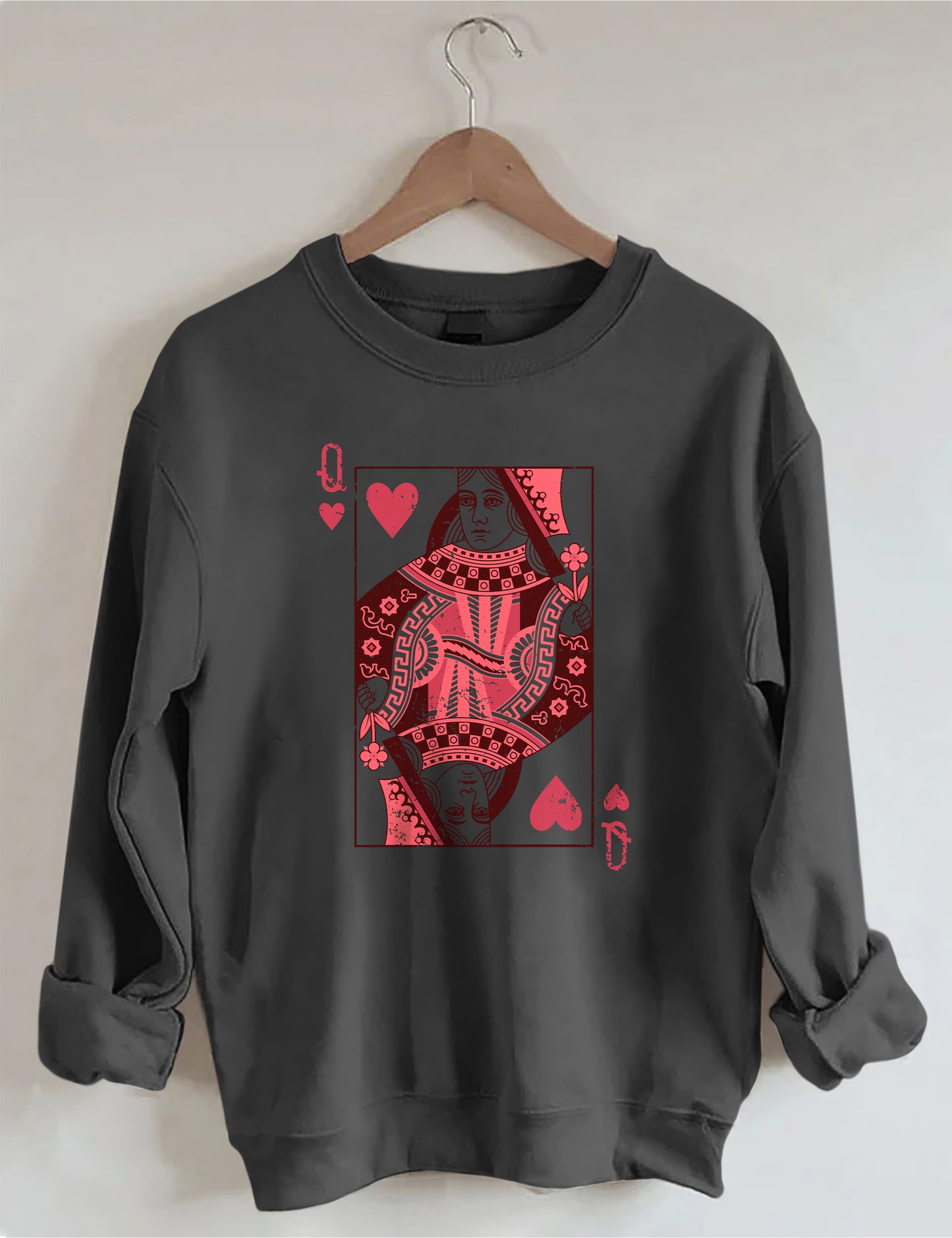OndineStudios Queen Of Hearts Playing Card Sweatshirt
