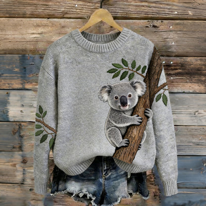 OndineStudios Women's Cute Koala Graphic With Australia Print Cozy Sweater