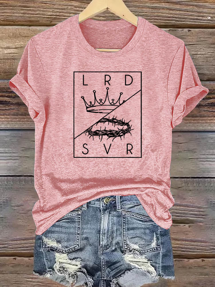 OndineStudios Lord and Savior LRD SVR Christian T-Shirt - Crown of Thorns and Glory Graphic Tee - Faith Based Apparel