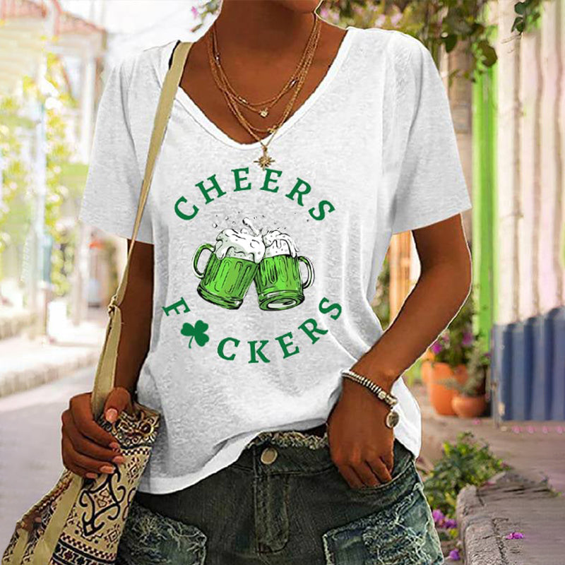 OndineStudios Women's St. Patrick's Day Funny Cheers Fuckers T-Shirt