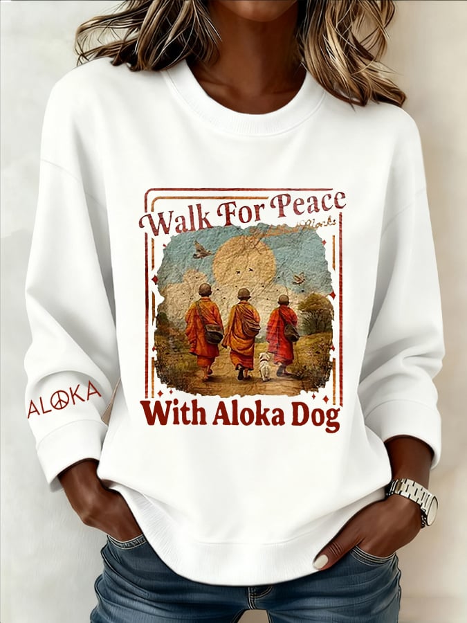 OndineStudios Women's Walk For Peace  Art Print Sweatshirt White