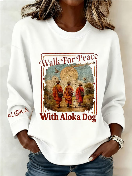 OndineStudios Women's Walk For Peace  Art Print Sweatshirt White
