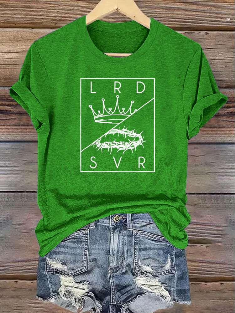 OndineStudios Lord and Savior LRD SVR Christian T-Shirt - Crown of Thorns and Glory Graphic Tee - Faith Based Apparel