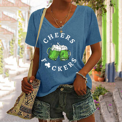OndineStudios Women's St. Patrick's Day Funny Cheers Fuckers T-Shirt