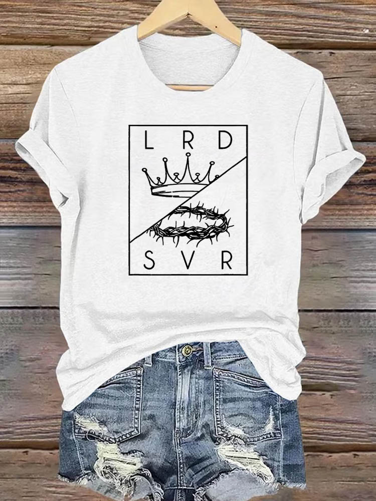OndineStudios Lord and Savior LRD SVR Christian T-Shirt - Crown of Thorns and Glory Graphic Tee - Faith Based Apparel
