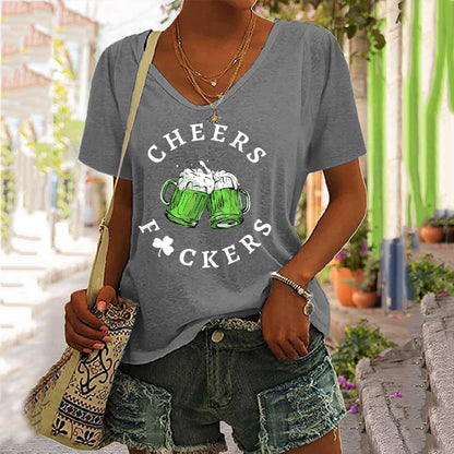 OndineStudios Women's St. Patrick's Day Funny Cheers Fuckers T-Shirt