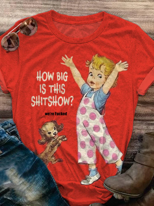 OndineStudios How Big Is This Shit Show Printed V-Neck Women's T-shirt
