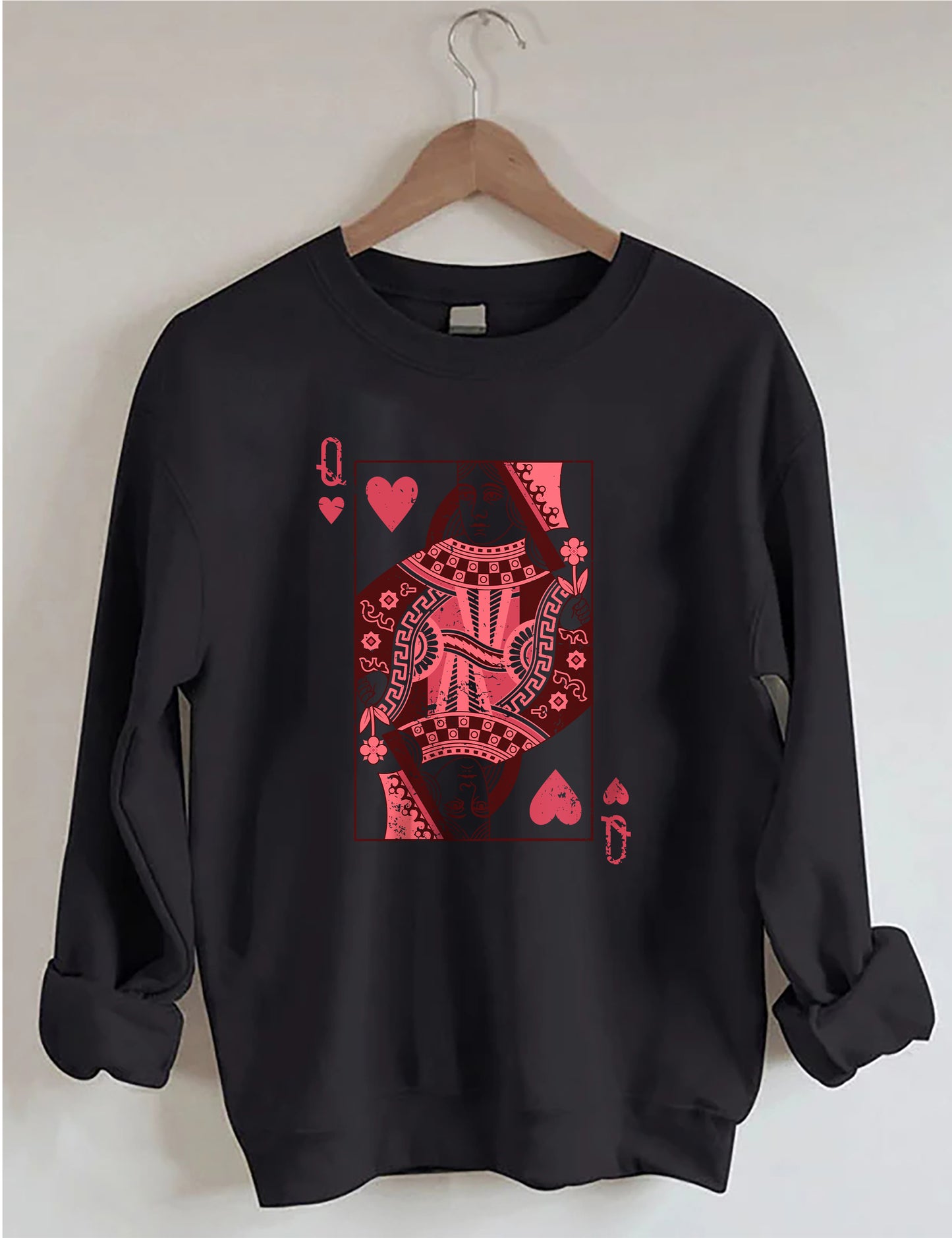 OndineStudios Queen Of Hearts Playing Card Sweatshirt