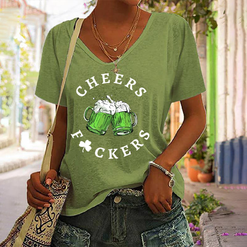 OndineStudios Women's St. Patrick's Day Funny Cheers Fuckers T-Shirt