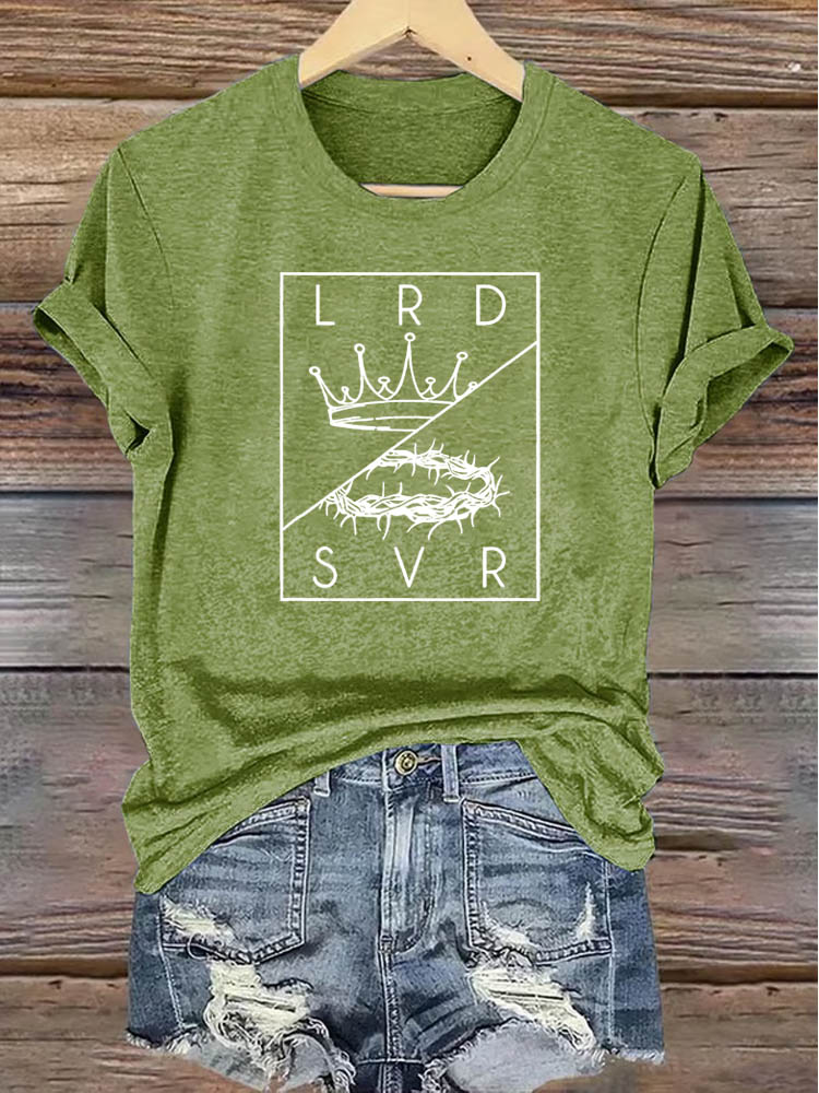 OndineStudios Lord and Savior LRD SVR Christian T-Shirt - Crown of Thorns and Glory Graphic Tee - Faith Based Apparel