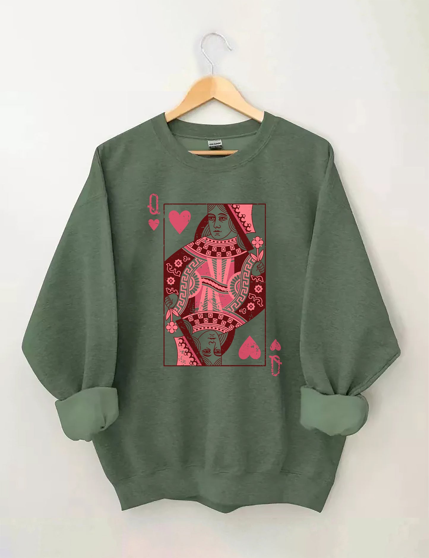 OndineStudios Queen Of Hearts Playing Card Sweatshirt