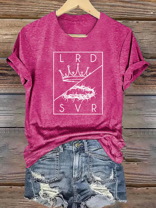 OndineStudios Lord and Savior LRD SVR Christian T-Shirt - Crown of Thorns and Glory Graphic Tee - Faith Based Apparel