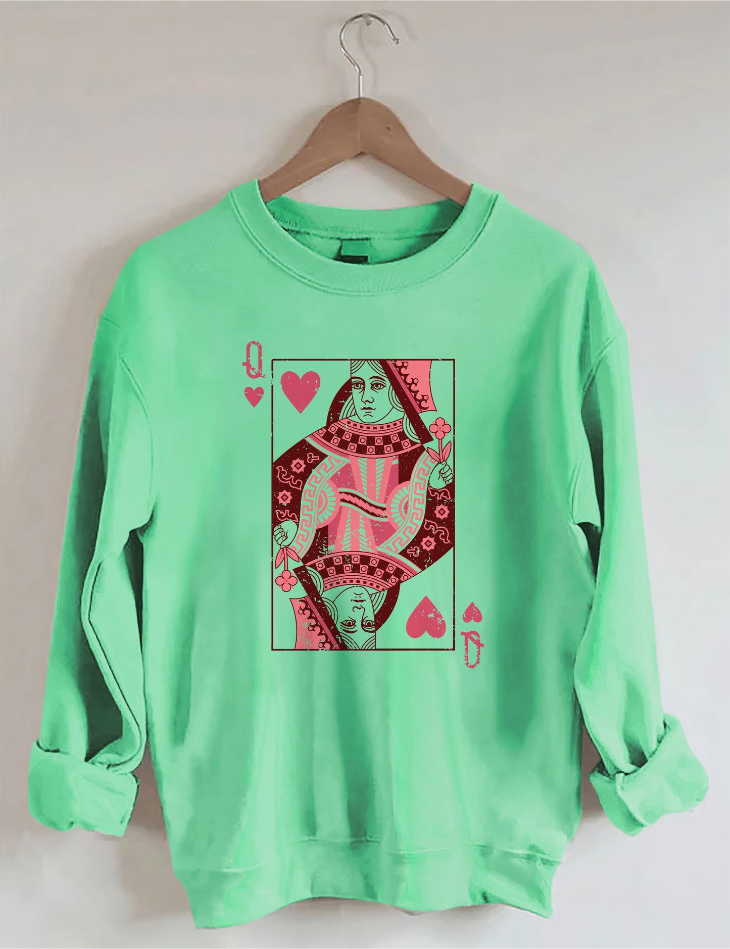 OndineStudios Queen Of Hearts Playing Card Sweatshirt